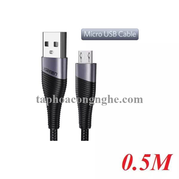 Ugreen 50872 0.5M màu Xám Cáp sạc truyền dữ liệu USB 2.0 sang MICRO USB đầu mạ thiếc ED017 30050872